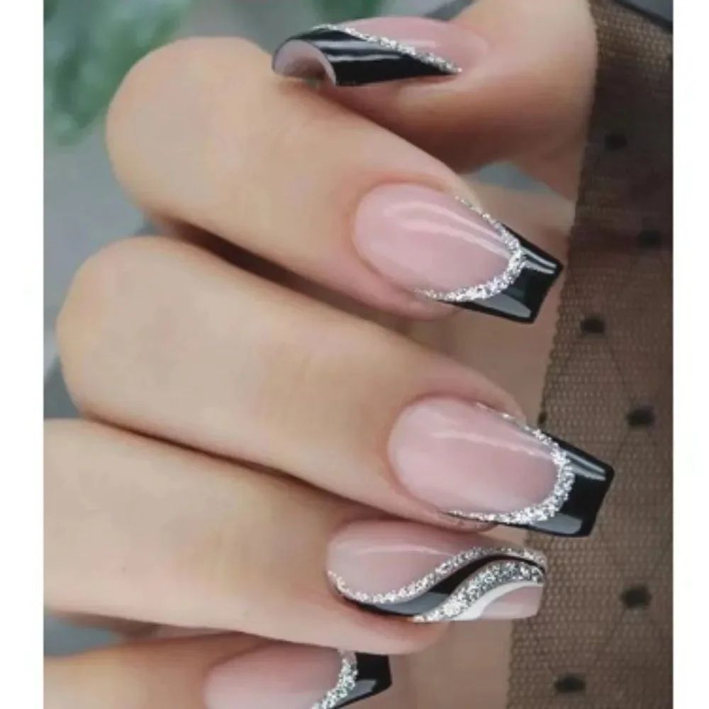 3for$20 24 Pieces Square Ballet Decorative False Nails+1 Piece Nail file + tape